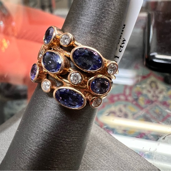 14k Rose Gold Diamond & Tanzanite Ring - Picture 4 of 10
